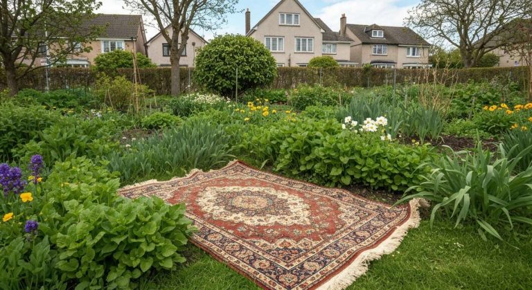 Mon voisin a mis un vieux tapis dans son potager, le résultat au printemps a rendu tout le quartier absolument jaloux