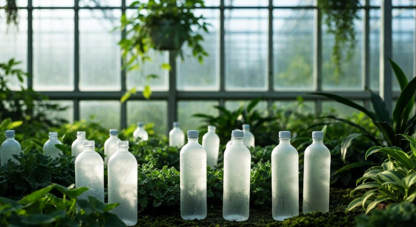 Cette astuce pratique avec des bouteilles d’eau givrées régule la température de la serre
